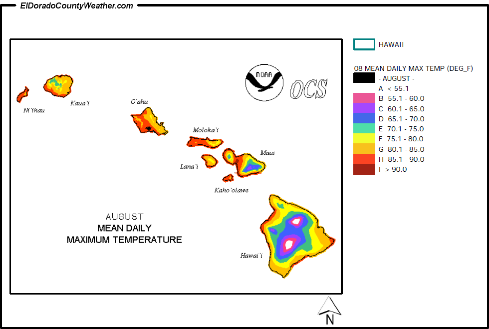 Alaska August Mean Daily Maximum Temperature